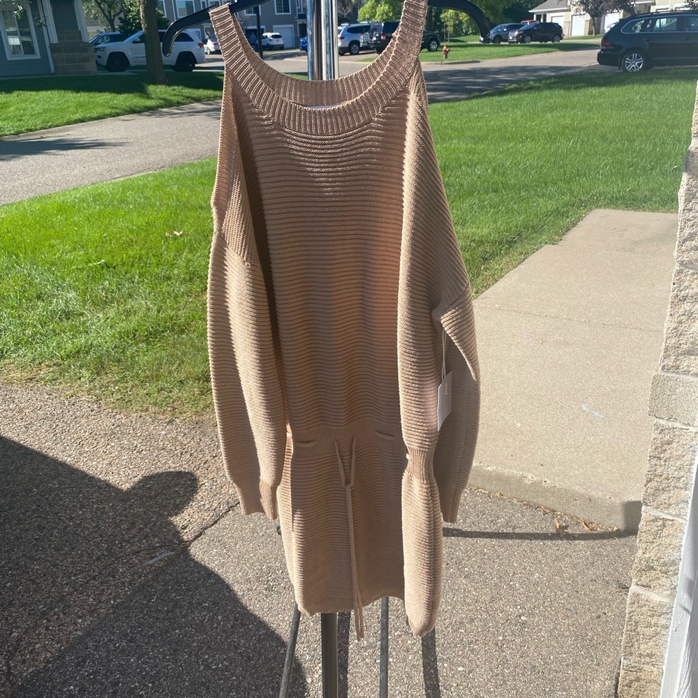 “All the ways” oatmeal cold shoulder sweater mini dress from Revolve - Picture 5 of 5